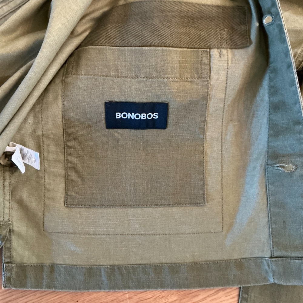 Bonobos Olive Green Chore Overshirt Jacket Men's‎ Small Cotton Linen - Picture 3 of 7
